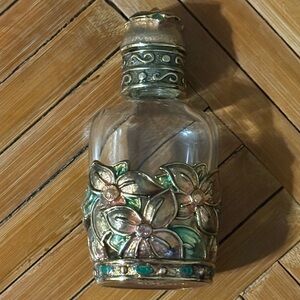 Monet Glass Perfume Bottle with Floral Design